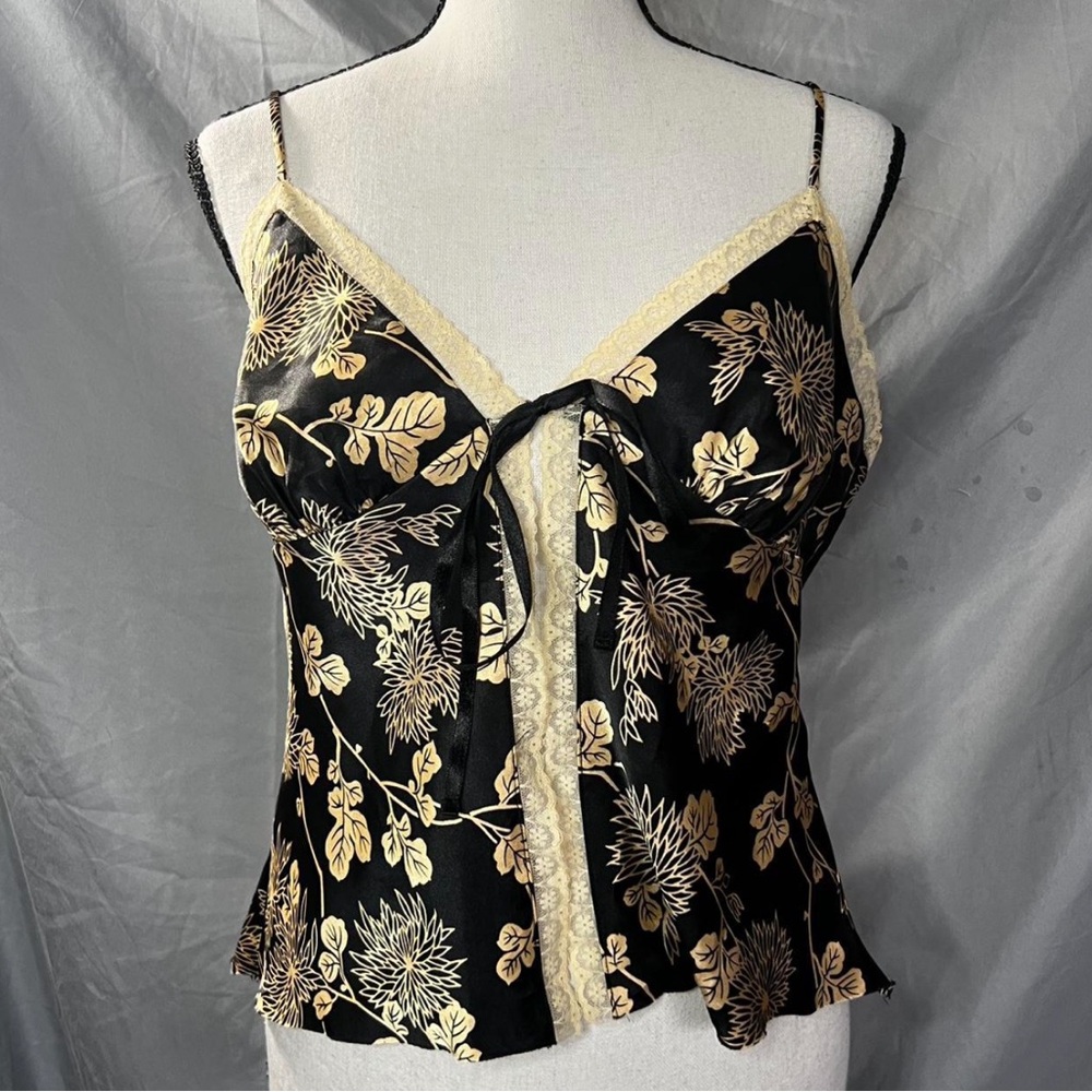 Victoria's Secret Black and Cream Lace Camisole